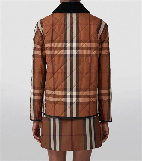 check lined diamond quilted jacket burberry|burberry quilted jacket outlet.